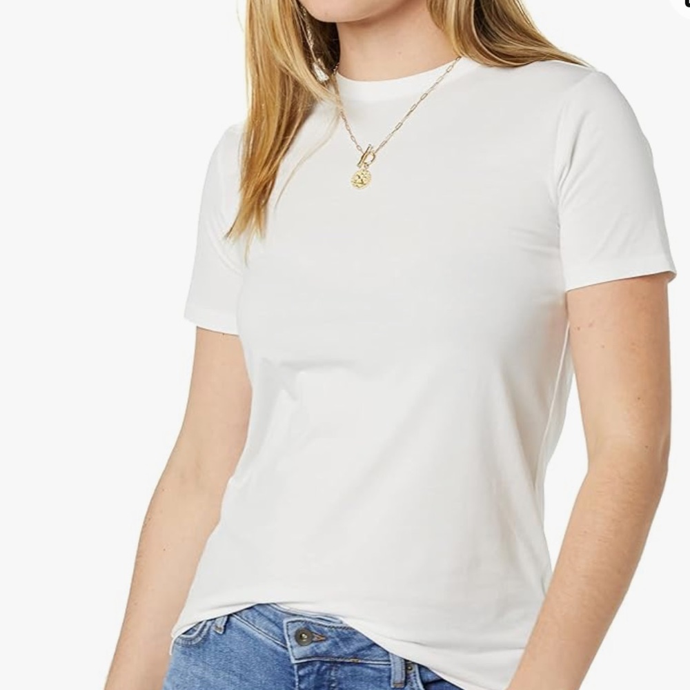 Amazon Essentials Women's Perfect Short-Sleeve T-Shirt Pack of 5 Small White Ts